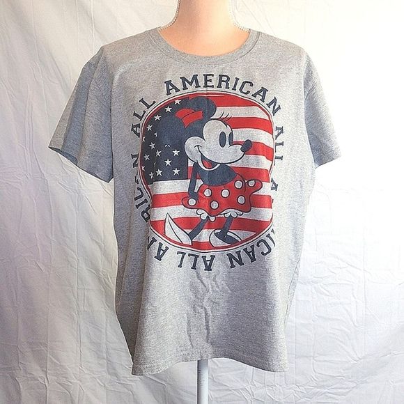 Disney Tops - $7🍓 Disney Grey All American Minnie Mouse Print Short Sleeve Tshirt